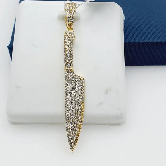 14K Gold Plated Cubic Zircon Pendant, INUS1BR255 - Picture 1 of 11